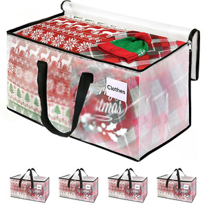 Sacs de déménagement HomeHacks, robustes, fermetures éclair solides, poignées, pliables, écologiques, sacs de rangement sous vide en PP tissé transparent - Product Image 1