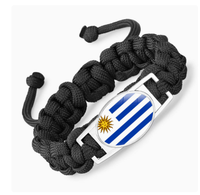 Bracelet en paracorde réglable de style occidental avec drapeau uruguayen, drapeaux nationaux et logos de clubs de football européens