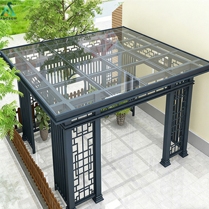 <span class=keywords><strong>Pergola</strong></span> extérieure en aluminium imperméable avec structure métallique durable, grands systèmes de toiture, pour usage estival, gazebos d'extérieur - Product Image 3