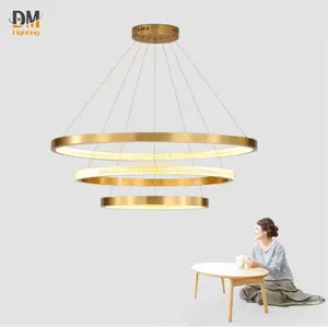 Luxe 3 Staal Spiegel Gouden Ringen Fancy Licht Restaurant Hanger Opknoping Verlichting Verlichtingsarmaturen Voor Woonkamer Decor