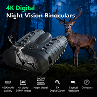 Jumelles de vision nocturne rechargeables NV2185 4500mAh 4K 36MP avec zoom 7X, IR furtif 850nm, observation tout noir, boussole, portée 500m – Idéal comme cadeau