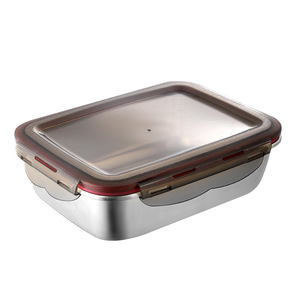 304 Stainless Steel Food Storage Container Rectangle Airtight Lid 220ml 600ml 1500ml 2900ml <b>Lunch</b> <b>Box</b> Refrigerator Storage - Product Image 5
