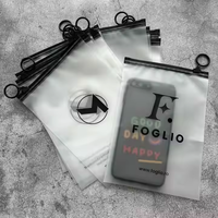 Sac à fermeture éclair personnalisé en PVC givré noir avec logo imprimé, recyclable, résistant à l'humidité, pour accessoires de cadre photo et coque de téléphone 13