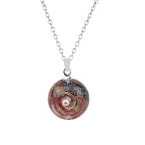 New Nebula Galaxy Double Sided Universe Planet Jewelry Resin Art Picture Handmade Statement Necklace