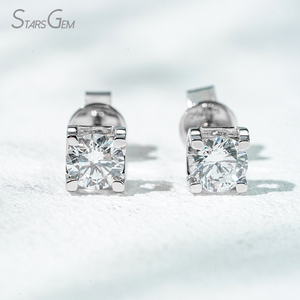 ต่างหูเพชรแล็บ 0.5-2 กะรัตต่อคู่ ทอง 18K รูปหัวกระทิง สี DEF ความสะอาด VS รูปทรงกลม ต่างหูเพชรแล็บ - Product Image 2