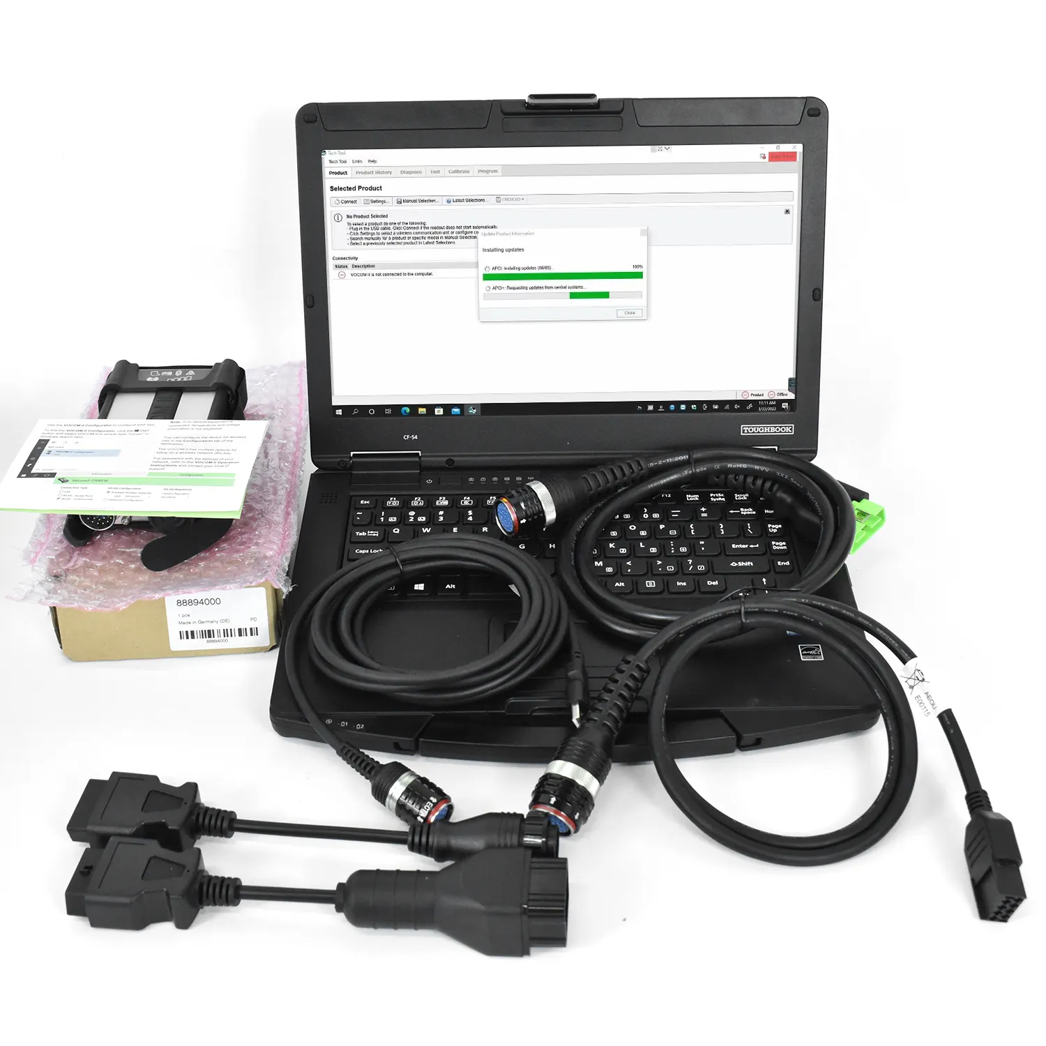 Alat diagnostik otomotif untuk VOCOM2 II 88894000 VOCOM II truk kerja berat Vocom 2 dan CF54 laptop toughbook
