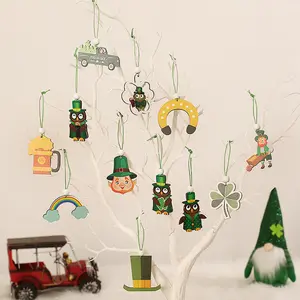 12 Stks/set St. Patrick 'S Day Creatieve Geschilderde Klaver Hanger Irse Vakantiescène Lay-Out Rekwisieten Decoraties