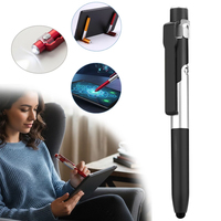 Stylet multifonction en plastique durable avec logo personnalisé SL, support de téléphone pliable, stylo à bille multi-outils avec lumière LED pour téléphones