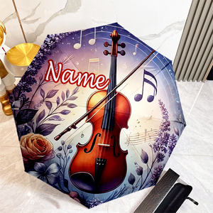 1 Pieza, Sin Pedido Mínimo, Paraguas Plegable con Diseño de Violín Clásico Personalizado, Regalo para Amantes de la Música, Impresión UV, Paraguas Personalizado - Product Image 1