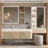 Meuble de salle de bain de luxe avec lavabo intégré, miroir intelligent et coiffeuse combinée, meuble-lavabo avec miroir de beauté intelligent à LED