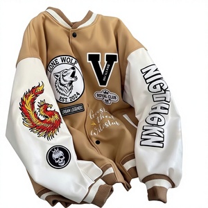 Wholesale Custom Canvas <b>Bomber</b> <b>Varsity</b> <b>Jackets</b> Unisex Stand Collar Front Logo - Product Image 1