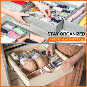 Custom 4 Pack Foldable Underwear Organizers Wardrobe Closet Drawer Divides Set Fabric <b>Storage</b> <b>Boxes</b> for Bras Socks Ties - Product Image 5