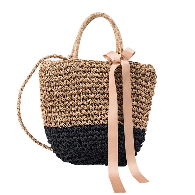 Соломенная Вязаная пляжная сумка-клатч через плечо, женская летняя пляжная сумка-тоут, соломенные плетеные Сумки для дам, оптовая продажа