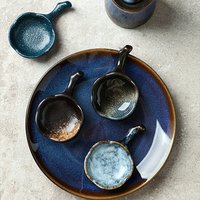 DingyueVintage Écologique Zhejiang Bol à condiments en céramique à glaçure de four mouchetée avec poignée, esthétique, petit, pour café et style japonais
