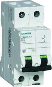 Interruptor Automático Siemens 5SN6216-7CP de 2 Polos, C16, 400V, Montaje en Riel DIN - Product Image 1