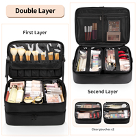 Valise de voyage à roulettes Relavel 2 en 1, grande capacité, sac de coiffeur, trousse de maquillage avec pochette pour pinceaux