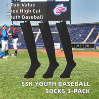 Chaussettes de baseball pour adultes, genouillères, OEM, sport, noires, tricotées