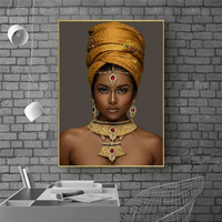 Peinture sur toile d'art africain pour femmes, affiche murale, impression murale, peinture décorative en cristal de porcelaine pour salon de luxe