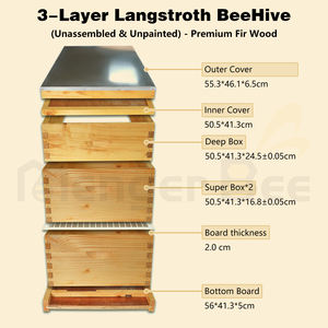 Nouvelle ruche Langstroth à 3 niveaux avec cire d'abeille, kit complet, en sapin de Chine, livraison rapide depuis l'entrepôt américain - Product Image 4