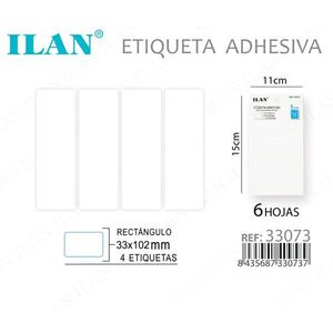 ฉลากกาว ILAN ขนาด 33x102 มม. รูปทรงสี่เหลี่ยมผืนผ้า 4 ชิ้นต่อแผ่น สำหรับติดเสื้อผ้า - Product Image 3