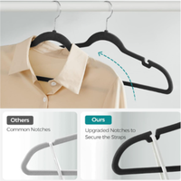 Cintres modernes et durables en velours, design rainuré, épaules larges, en PET/Nylon/Fer, crochet pivotant, 0,2 pouce, pour vêtements, lot de 10