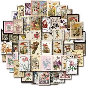 Pegatinas de Sellos Postales Vintage para Scrapbook, para Bullet Journal, Pegatinas Botánicas de Hadas para Junk Journal, Álbum de Collage - Product Image 1