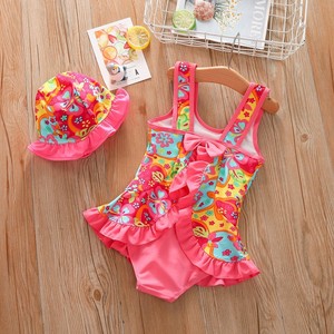 Maillot de bain une pièce à imprimé floral pour filles, doux et élastique, avec bonnet assorti pour la plage, la piscine, la natation et le bain - Product Image 2