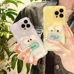 Drôle Emojis TPU Téléphone Cas Sac Wavy Border Transparent Estuches Para Celular Antichoc Téléphone Cas