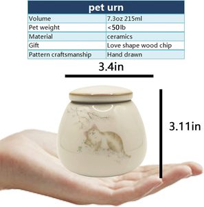 Urna para Cenizas de Mascotas de Porcelana Blanca con Diseño de Gatito Durmiendo y Flor de Cerezo, Capa Interior Anti-Grietas - Product Image 6