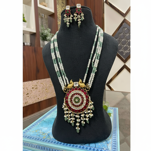 Elegante alta calidad chapado en oro cuatro capas Diseño Kundan collar pendientes conjunto mujeres tradicional boda compromiso regalo - Product Image 1