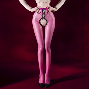 Sexy Bow Tie Open Crotchless Ultra Thin Glossy Silky See Through Black Stockings For Women Nightclub Clubbing - Product Image 4