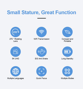 Cámara de Acción 2026 con Pantalla Táctil, WiFi, Multifunción, 4K, 270 Grados, con Función de Seguimiento Facial, Cámara Deportiva de Bolsillo - Product Image 4