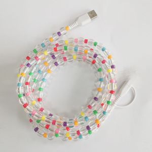 2-in-1透明真珠データケーブル手作りビーズ1対2カラフルビーズ充電ケーブルカービーズカスタマイズ - Product Image 5