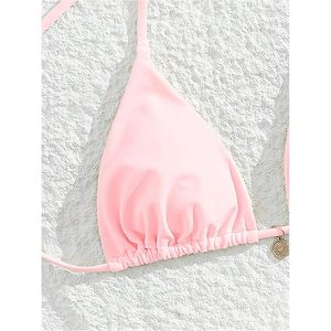 Conjunto de Bikini de 2 Piezas para Mujer FOXA, Top Triangular con Tirantes Finos, Tanga, Traje de Baño, Material Elástico - Product Image 5