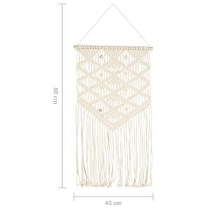 W2B VidaXL eco-friendly macramè appendi da parete in cotone bianco medio intarsi decorativi scandinavo stile bohémien per vivere in Rattan - Product Image 5