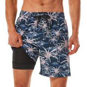 Shorts de bain pour hommes avec logo personnalisé 3D, doublure de compression, 7 pouces, shorts de plage, 2 en 1, séchage rapide, avec poches - Product Image 5