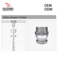 Adaptador Camlock Tipo F de Aluminio A380, 300 PSI, 1/2-8 Pulgadas, Macho NPT BSP, Acoplador de Manguera Contra Incendios de Alta Presión, OEM