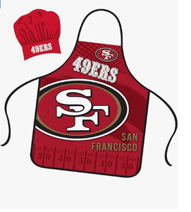 Delantal <span class=keywords><strong>San</strong></span> Francisco 49ers de alta calidad personalizado, juego de sombreros de Chef, tamaño Universal, amarre en la parte trasera de la parrilla, barbacoa, anfitrión de cocina, 32 equipos - Product Image 1