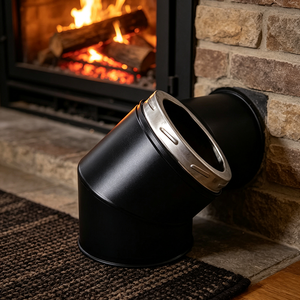 Coude de cheminée à double paroi isolé à 45 degrés, connecteur de tuyau de poêle, coude de cheminée thermolaqué noir pour poêle à <span class=keywords><strong>bois</strong></span> - Product Image 1