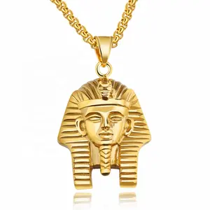 MECYLIFE Stainless Steel Hippie Jewelry Egyptian Pharaoh Pendant Necklace