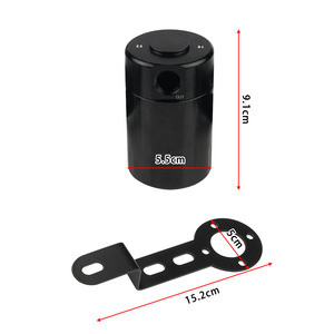 Aluminum Alloy Oil Can And Breather Set For Chevrolet 2014-2022 <b>Black</b> 5.5cm Diameter 9.1cm Height With Mount <b>Bracket</b> - Product Image 1