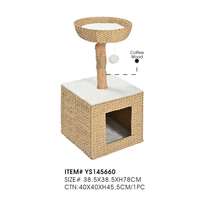 Condo griffoir de luxe pour chat en bois de café et rotin