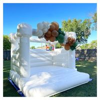 Château gonflable blanc bleu commercial pour les fêtes comprend toboggan et fosse à balles-pour la location de maisons de rebond