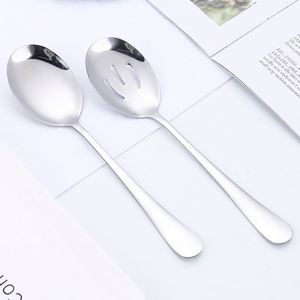 Cuchara de sopa y tenedor de metal de acero inoxidable 410 al por mayor para restaurantes, cocinas occidentales y hoteles, para compartir verduras. - Product Image 2