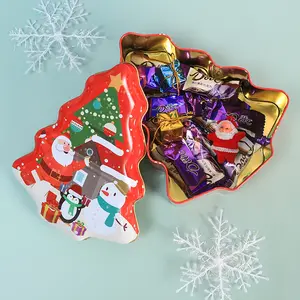 क्रिसमस ट्री के आकार का टिनप्लेट कैंडी बॉक्स टिन बॉक्स सांता कार्टून सजावटी उपहार पैकिंग टिन कैंडी बॉक्स बच्चों की क्रिसमस सजावट