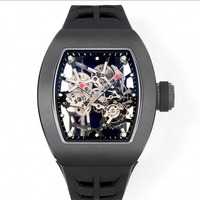 Montre automatique mécanique pour homme, squelette en céramique noire, étanche, tourbillon, style de designer de luxe, haute qualité, logo personnalisé 035