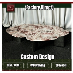 <span class=keywords><strong>โต๊ะ</strong></span>กาแฟ<span class=keywords><strong>หิน</strong></span>อ่อนลายแดงรูปทรงกลีบดอกไม้ GOLDKING สไตล์ร่วมสมัยสำหรับห้องนั่งเล่น ขัดเงาด้วยมือ รับผลิตแบบ OEM ODM โดยตรง - Product Image 1