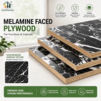 Panneau de contreplaqué mélaminé marbre noir et blanc 4x8 pieds, âme en eucalyptus, placage 18mm pour meubles
