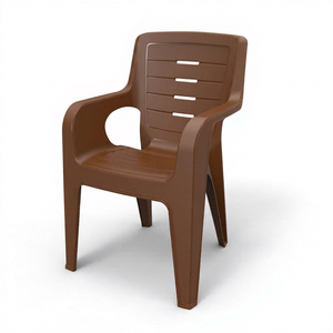 Chaise de conférence Anax SUMO STRIPE moderne et confortable en plastique marron, fauteuil à dossier à lattes, portable et empilable pour réunions - Product Image 1