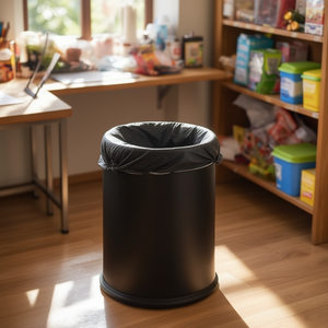 Cestino per Rifiuti con Corpo in Acciaio Rivestito in Similpelle Nera Capacità 10 L - Product Image 3
